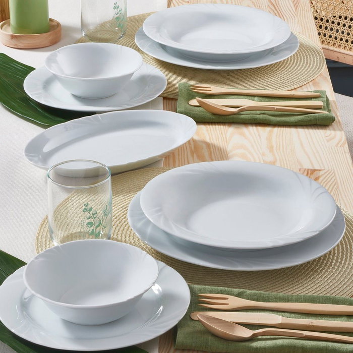 Hermia Juego de Cena de Porcelana de 18 Piezas Blanco